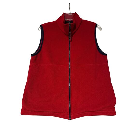 L. L. Bean  Fleece sleeveless Vest Red Men Regular Medium 90’s Vintage Full Zip - Picture 6 of 8